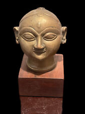 Vintage Brass Gauri Head Gangaur Gauri Statue Figurine on Stand 5 in. H x 3 in. picture