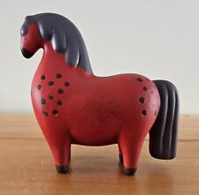 Horse Pottery Clay Figurine Red with Purple Main & Tail picture