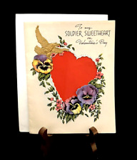 Vintage Valentine Card for Soldier with Envelope - 1940's - Gold Eagle - NOS picture