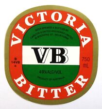 Carlton & United Breweries VICTORIA BITTER beer label AUSTRALIA 750mL  B 14VB C picture