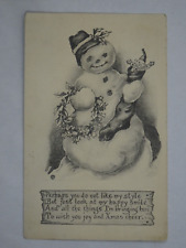 1910s Postcard Christmas Snowman Laura Louisa Hazelton Platteville WI picture