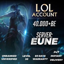 EUNE SAFE League of Legends Account SMURF 40K+ BE Level 30 UNRANKED 24/7 instant picture