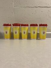 Vintage 7/11 Insulated 16 oz Drink Travel Cups Yellow/Red - Set Of 5 picture