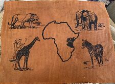 Vintage Stamp Folk Art Wall Hanging Mat Tapestry Souvenir Africa Kenya Animals picture