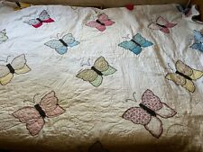 VINTAGE 1940-1950 HANDMADE BUTTERFLY QUILT/COVERLET 60