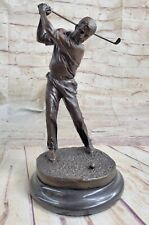 Original Milo male Golfer Golf Sport Bronze Statue Marble Base Sculpture Figure picture