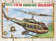 1960s Bell UH-1D Iroquois Helicopter fighting aircraft metal tin sign bar pub picture