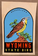 Vintage Travel Decal Wyoming State Bird Souvenir Lindgren Turner Luggage Window picture