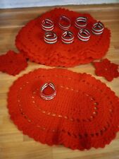 Lot Vintage Handmade Crochet Knit Dollie Placemats Coaster Napkin Ring Christmas picture