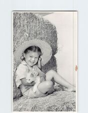 Postcard Girl with Cute Kitten picture