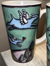 Set of 3 Ursula Dodge Flight Of The Blue  Dog Collection Coffee Mugs Cups RARE picture