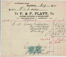 F. & F. Platt 1904 Joiners Builders & Contractors Detailed Stamp Receipt Rf34094 picture