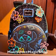 2024 Disney Parks Loungefly Stitch Neon Sequin Stars Backpack Experiment 626 NEW picture