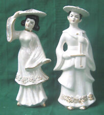Pair of 1930s Oriental Lusterware Statues - Musician & Dancer picture
