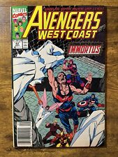 THE WEST COAST AVENGERS 62 NEWSSTAND 1ST TEAM APP TIME-KEEPERS MARVEL 1990 picture