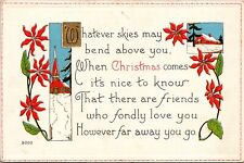 Christmas Poem-There Are Friends That Fondly Love You-Vintage Linen Postcard picture