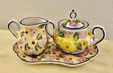Vintage Hand Painted Coelho Portugal Tray Sugar Bowl Creamer picture