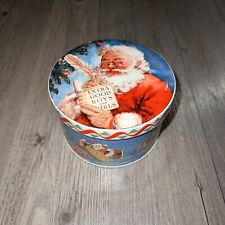 VINTAGE DAHER SANTA CLAUS DECORATIVE CHRISTMAS CANDY TIN MADE IN ENGLAND picture