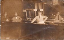Real Photo Postcard Three Men Standing Behind Bar Restaurant Early Cash Register picture