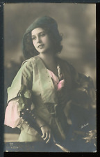 RPPC Studio Portrait Woman Hand-Colored Vintage Postcard M1335R picture