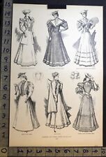 1895 WOMEN FASHION YACHTING TENNIS SPORT GOLF GOWN BOATING VICTORIAN PRINT 33763 picture