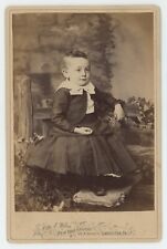 Antique Circa 1880s Cabinet Card Adorable Child In Dress Studio Lancaster, PA picture