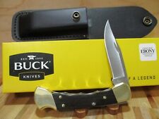 NIB Buck Ebony Finger Groove 110 Folding Hunting/Pocket Knife and Sheath - 2538 picture