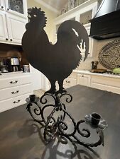 French Country-Double Candleholder-Wrought Iron-Metal Rooster-Candelabra-18