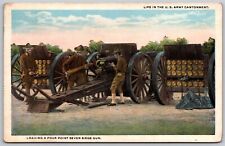 WWI Era US Soldiers Loading a Four Point Seven Siege Gun - 1917 Postcard P9156 picture