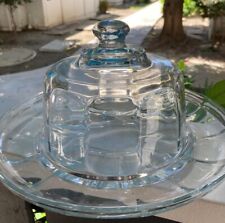 Dome, Vintage Cheese and Cracker Dish/Tray Clear Glass With Dome picture