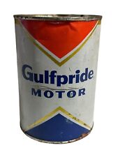 Original vintage GULFPRIDE MOTOR OIL can, Tin,. 1 Quart. picture