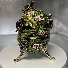 MUSICAL FABERGE  EGG W/CLIMBING TURTLES TRINKET BOX BY KEREN KOPAL, CRYSTALS picture