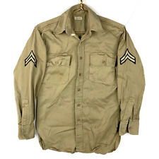 Vintage Us Army Og-107 Button Up Shirt Day By Day Medium Beige Vietnam Era 60s picture