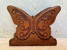 Vintage 1970s Wooden Carved Butterfly Napkin Holder picture