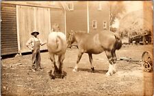 Real Photo Postcard Man with Two Horses Farming in Waterloo, Iowa picture