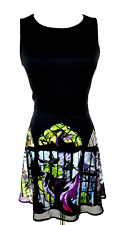 Disney Womens Size S Stained Glass Maleficent Sleeping Beauty Dress picture