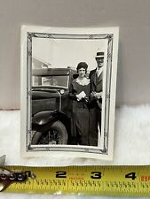 Vintage Photo Snapshot 1930s Couple Posing With Old Car - fancy Outfits  picture