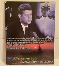 JFK Kennedy Navy Recruitment Wall Hanging Picture Advertisement Wood 28” High picture