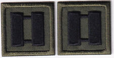 CAPT Captain BLACK on OD GREEN rank insignia collar lapel patches 1.5