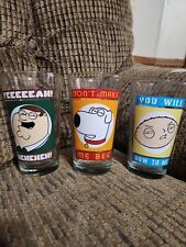 Family Guy Pint Drinking Glasses Peter Griffin Stewie Brian 3 Lot Made In USA picture