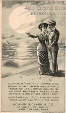 1880s-90s Man & Woman Walking in Moonlight Johnson Clark & Co New Home Sewing picture