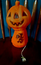 Vintage Empire Haystack Pumpkin Jack O Lantern with Flying Witch Blow Mold Cord picture