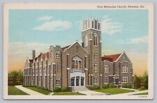 Newnan, Georgia First Methodist Church Vintage Linen Postcard 1943 picture