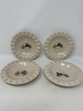 4 Royal China Inc Classic Antique Car USA Ashtray Bowls Dish Scalloped Speckled picture