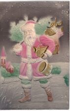 Christmas HIGHLY EMBOSSED Santa Green Pants Gilded 1910  picture