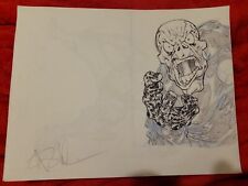 Angel Medina Signed Original Comic Art Red Skull Preliminary Sketch Marvel Bust picture