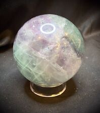 Stunning Large Rainbow Fluorite Sphere With Stand 838 Grams picture