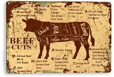 TIN SIGN Beef Cuts Metal Décor Wall Shop Farm Cow Kitchen Store A979 picture