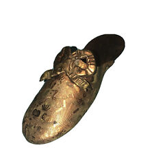 Antique Copper Slipper With Bow shoe ￼Figurine  #4 picture