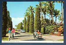Postcard Palm Beach Florida Wells Road Bicycle Cart People Cars picture